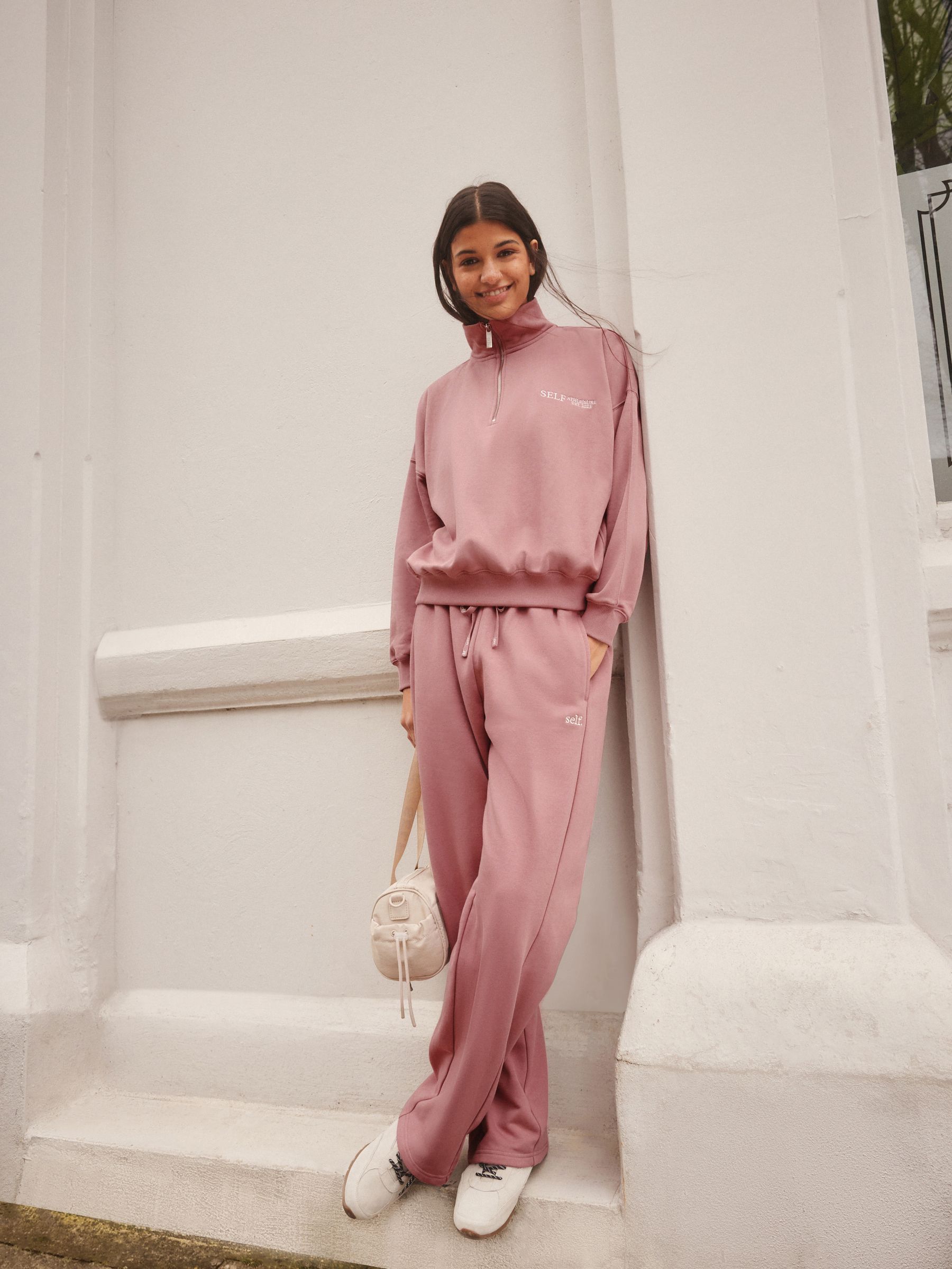 Roze - Sweatshirt met korte rits