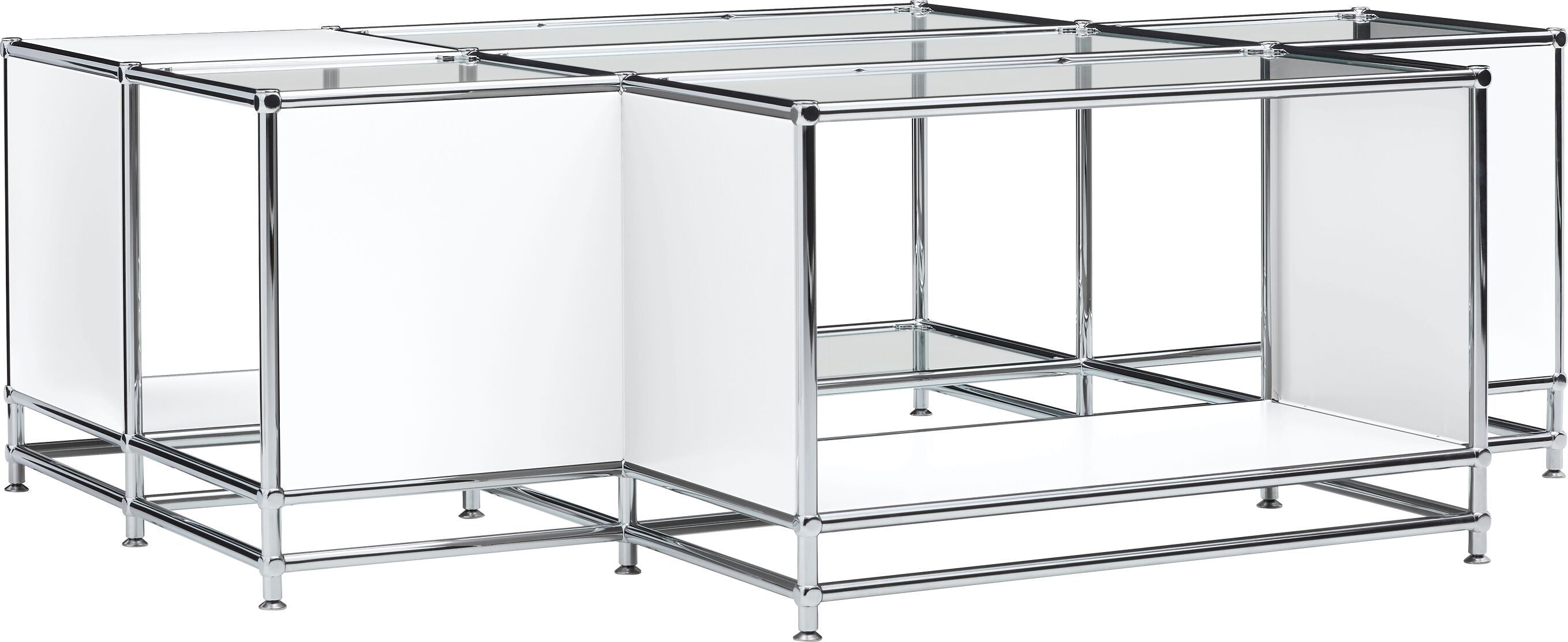 FLEXCUBE_Salontisch_Glas_weiss_152x116 - Weiss / B: 152.5 cm x T: 115.0 cm x H: 49.0 cm