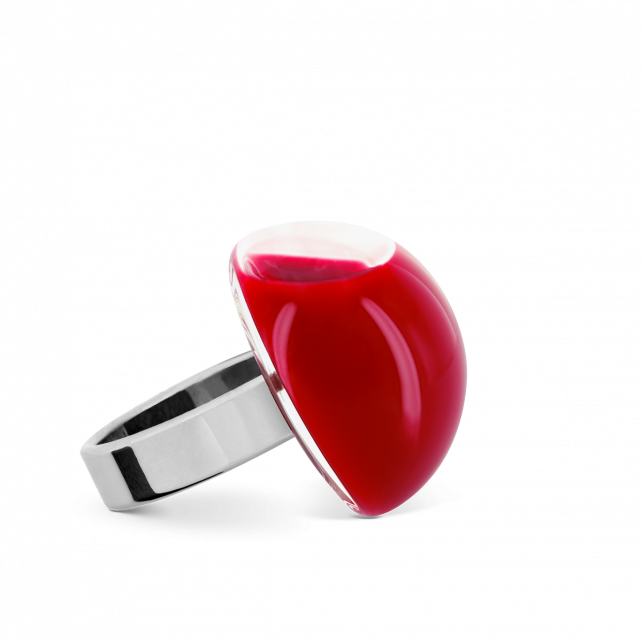Bague en verre soufflé - Dome Mini Milk
