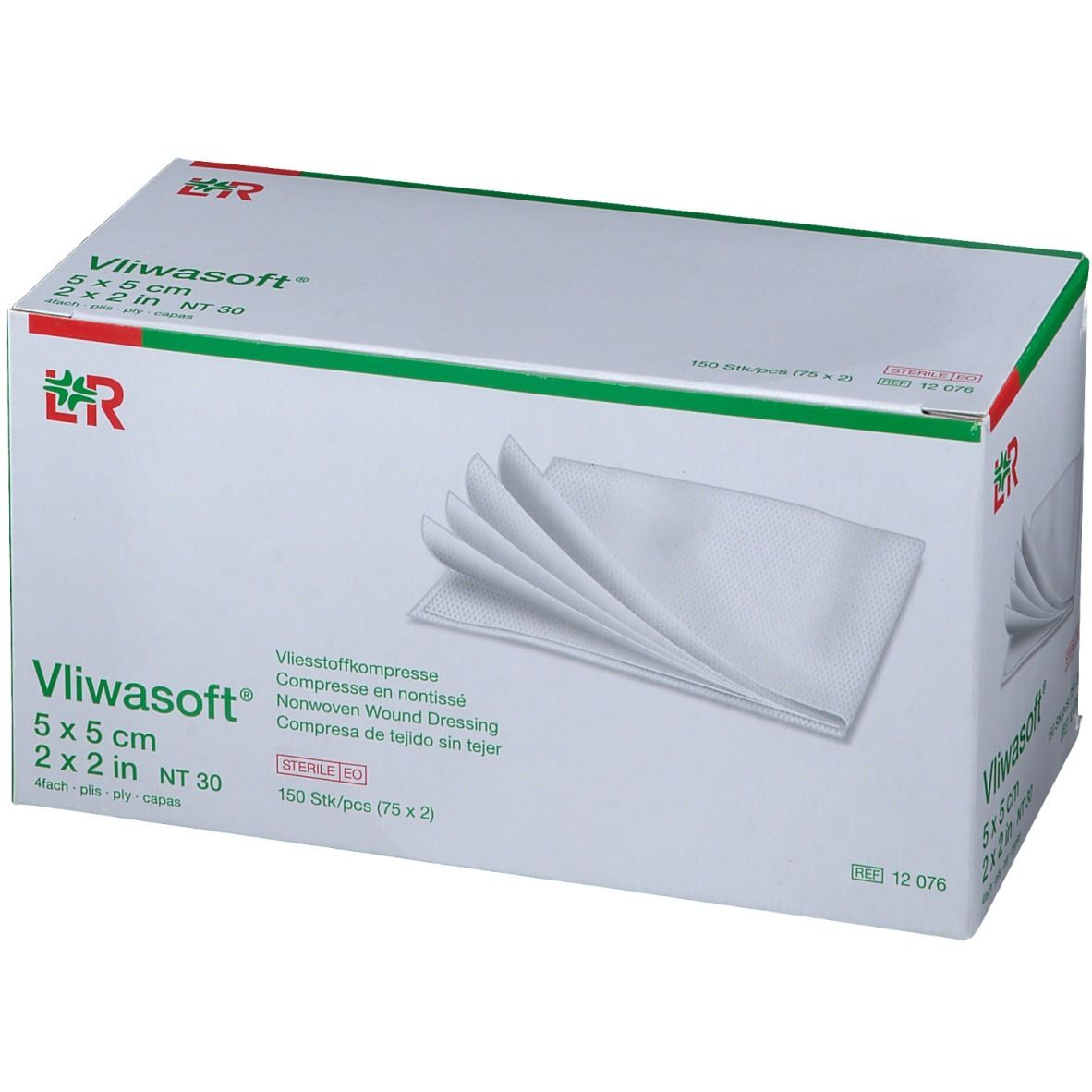 Vliwasoft® Vliesstoffkompresse 5 cm x 5 cm 4lagig steril