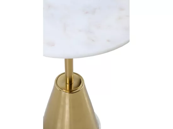 Table d'appoint avec base en métal doré et plateau en marbre blanc