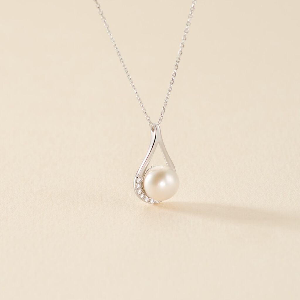 Collier Patricia Or Blanc Perle De Culture Oxyde