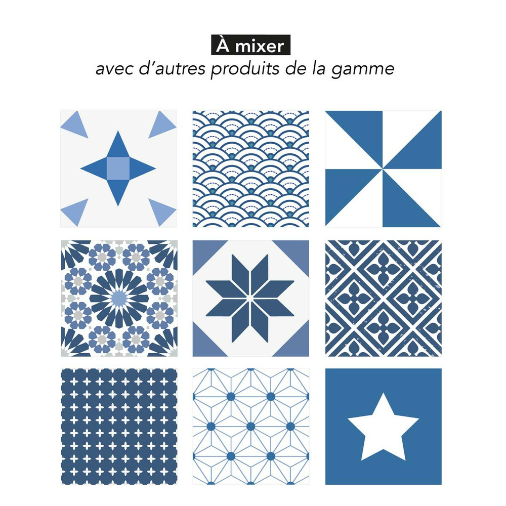 Stickers carrelage 15 x 15 cm - japon vague bleu