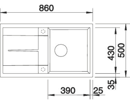 Blanco METRA 5 S spoelbak, 860 x 500 mm, vulkanisch grijs, 527292