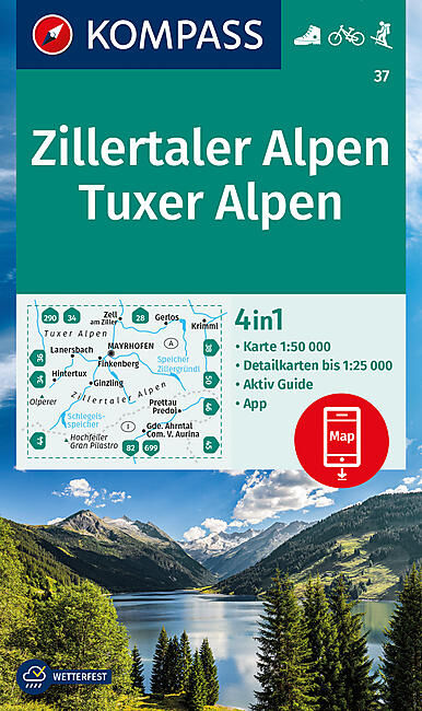 KOMPASS - 37 ZILLERTALER ALPEN TUXER ALPEN 1 50 000