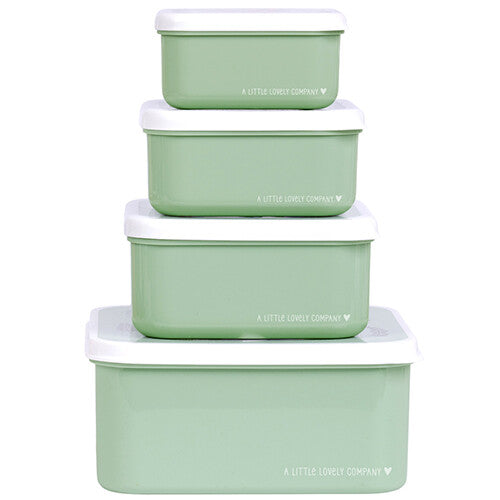 A little lovely company lunchbox set - forest friends - sage - 4st