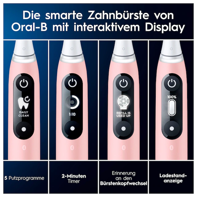 Oral-B Elektrische Zahnbürste »iO Series 6 N« 2 Stk. Aufsteckbürsten Magnet-Technologie, Display & Reiseetui