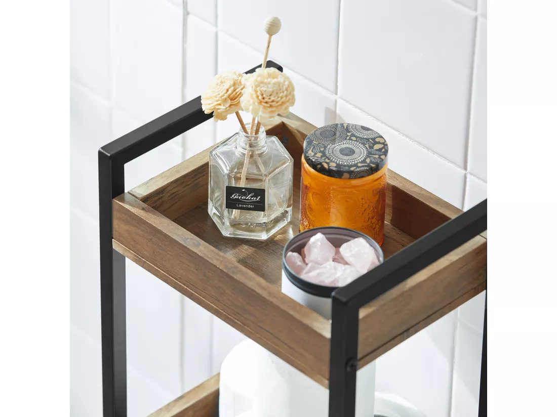Tour de Rangement Etagère de Stockage Etagère de Cuisine Salle de Bain avec 3 étages, FRG226-F