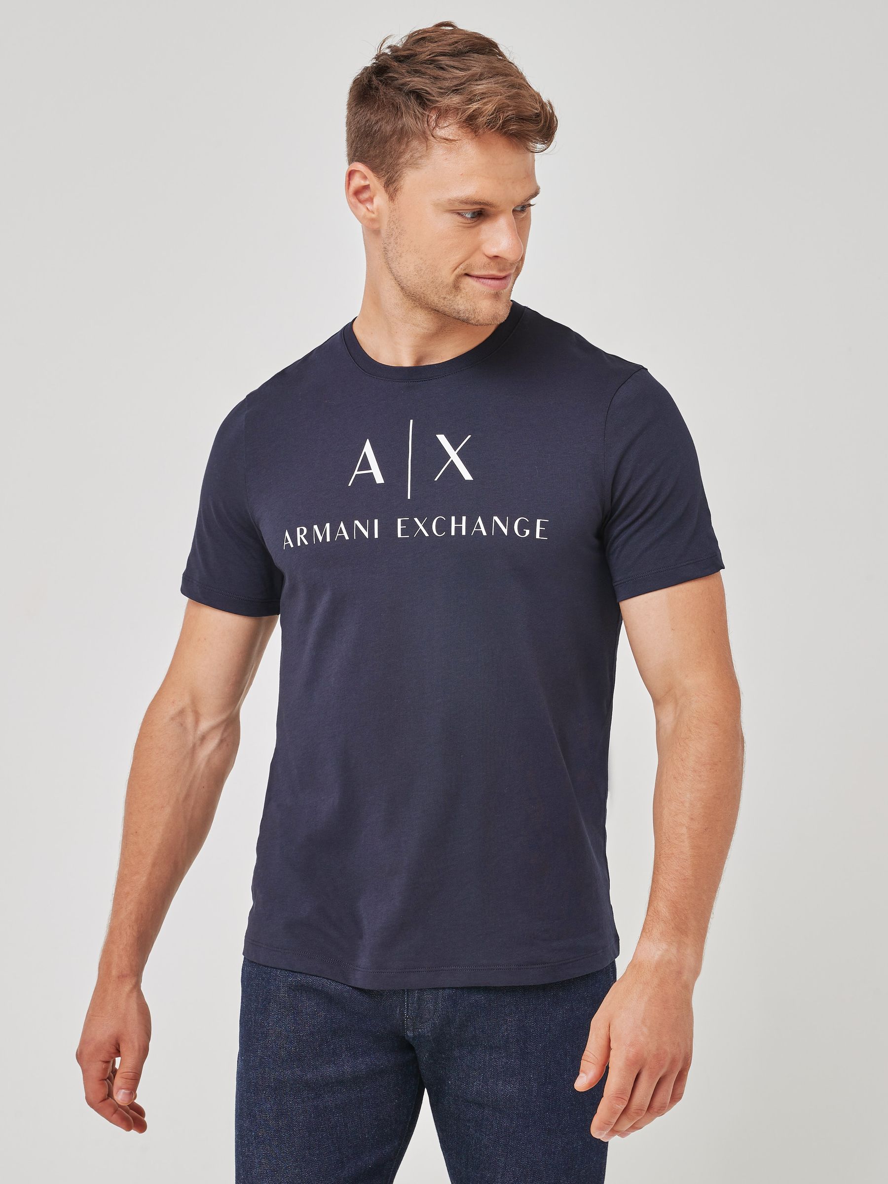 Marineblauw - Armani Exchange T-shirt van 100% katoen met logo