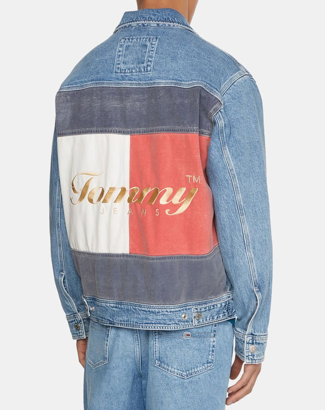 Tommy Jeans Veste en jean oversize Archive drapeau dos bleue