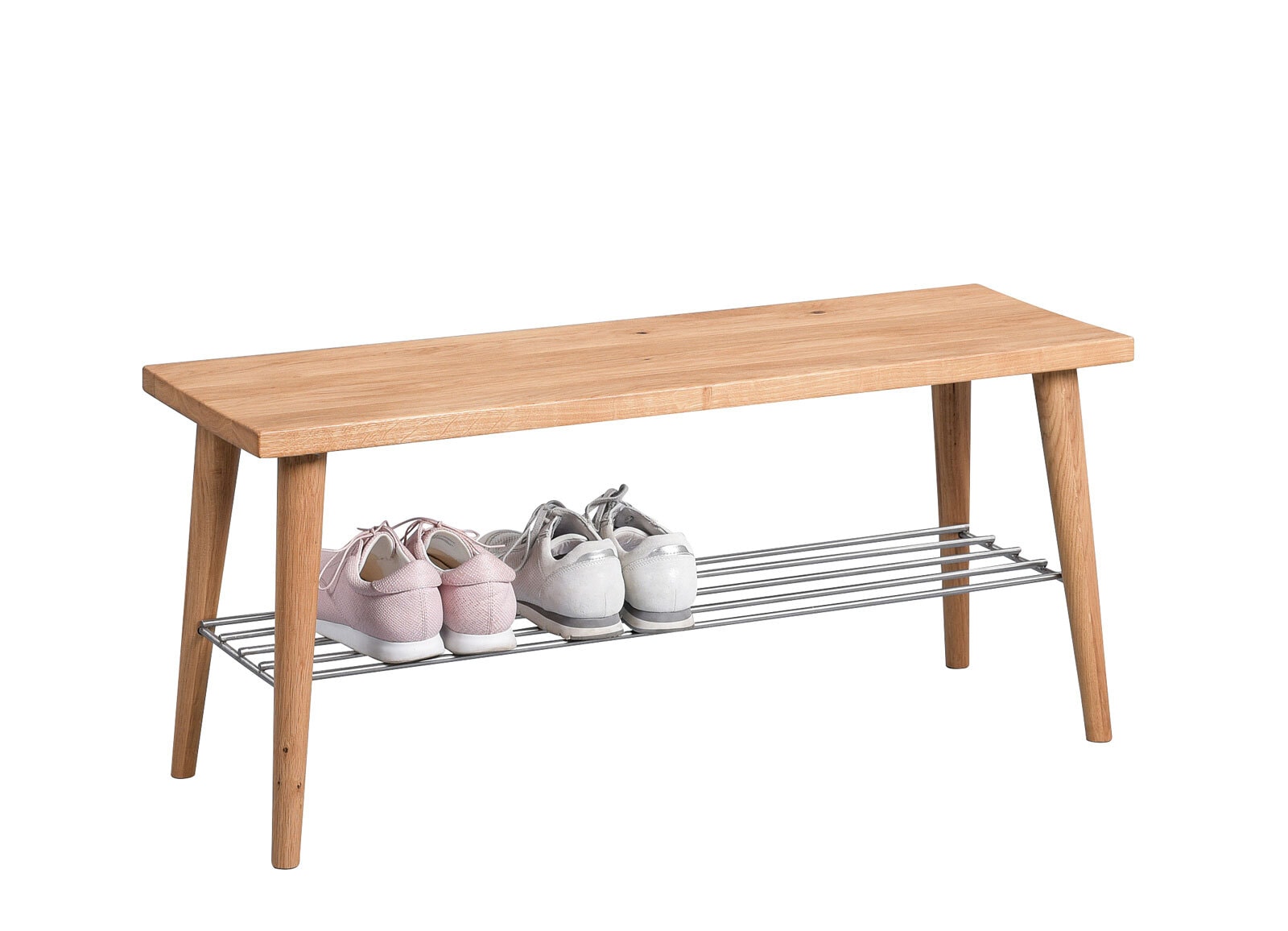 CASAVANTI Garderobenbank 90 cm Wildeiche mit Schuhablage