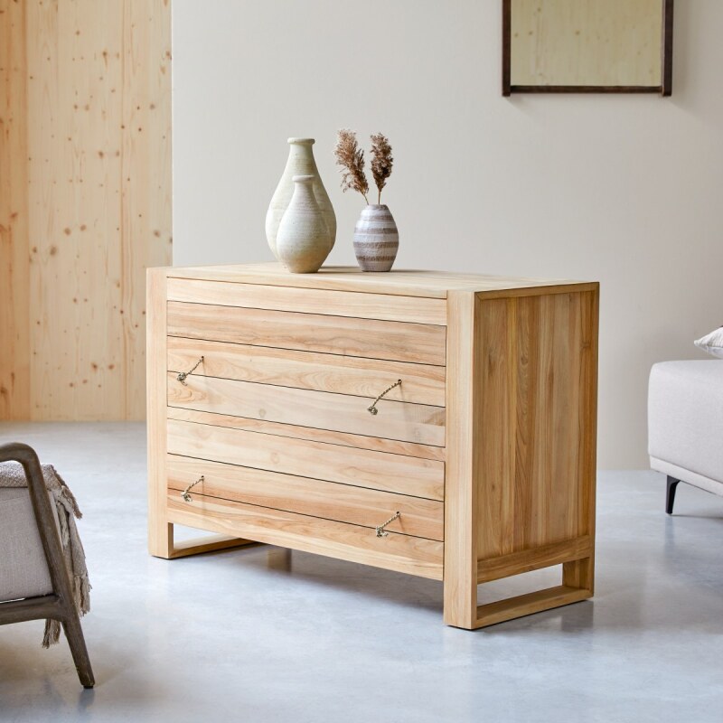 Commode de rangement en teck massif Minimalys