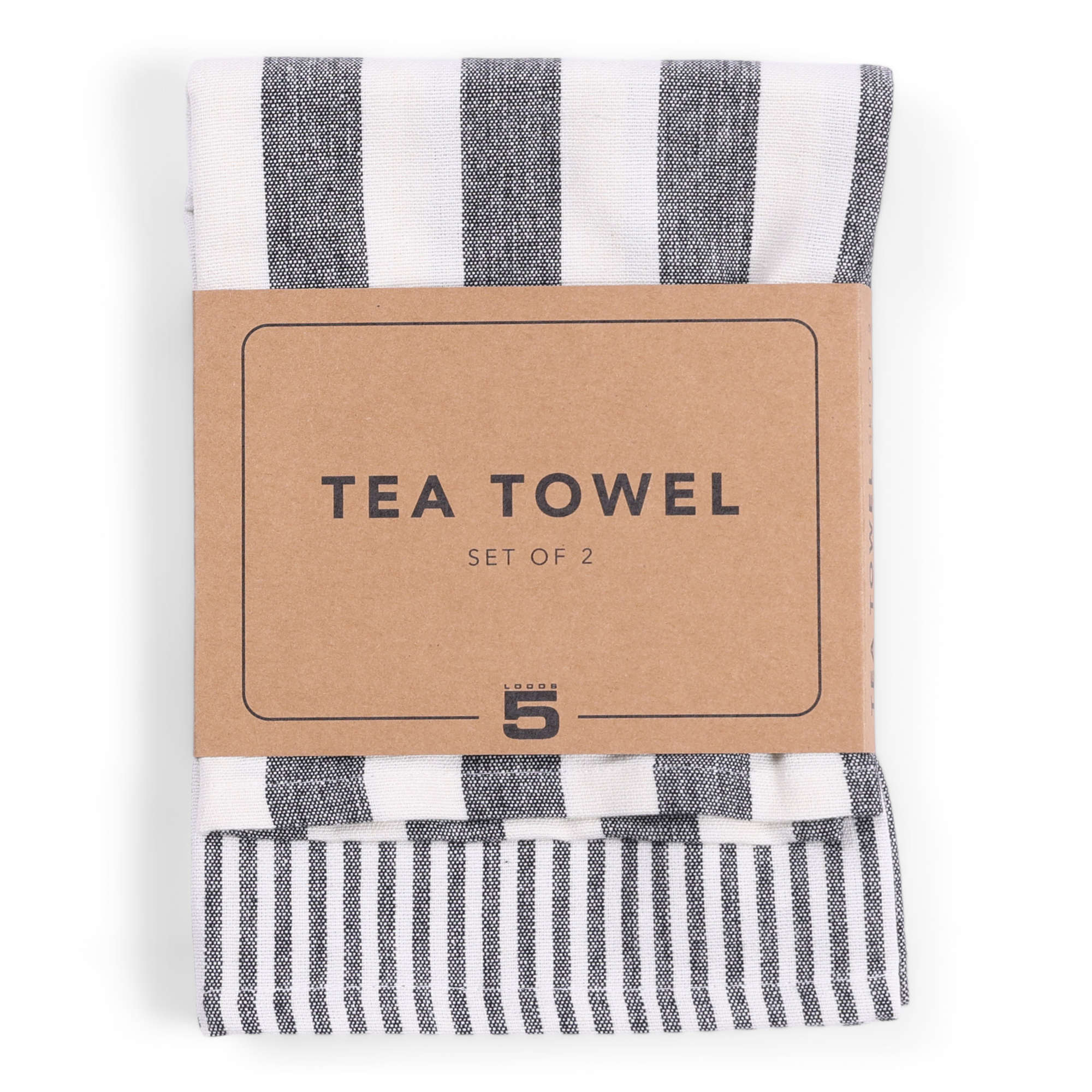 Theedoek Olivia black - set van 2