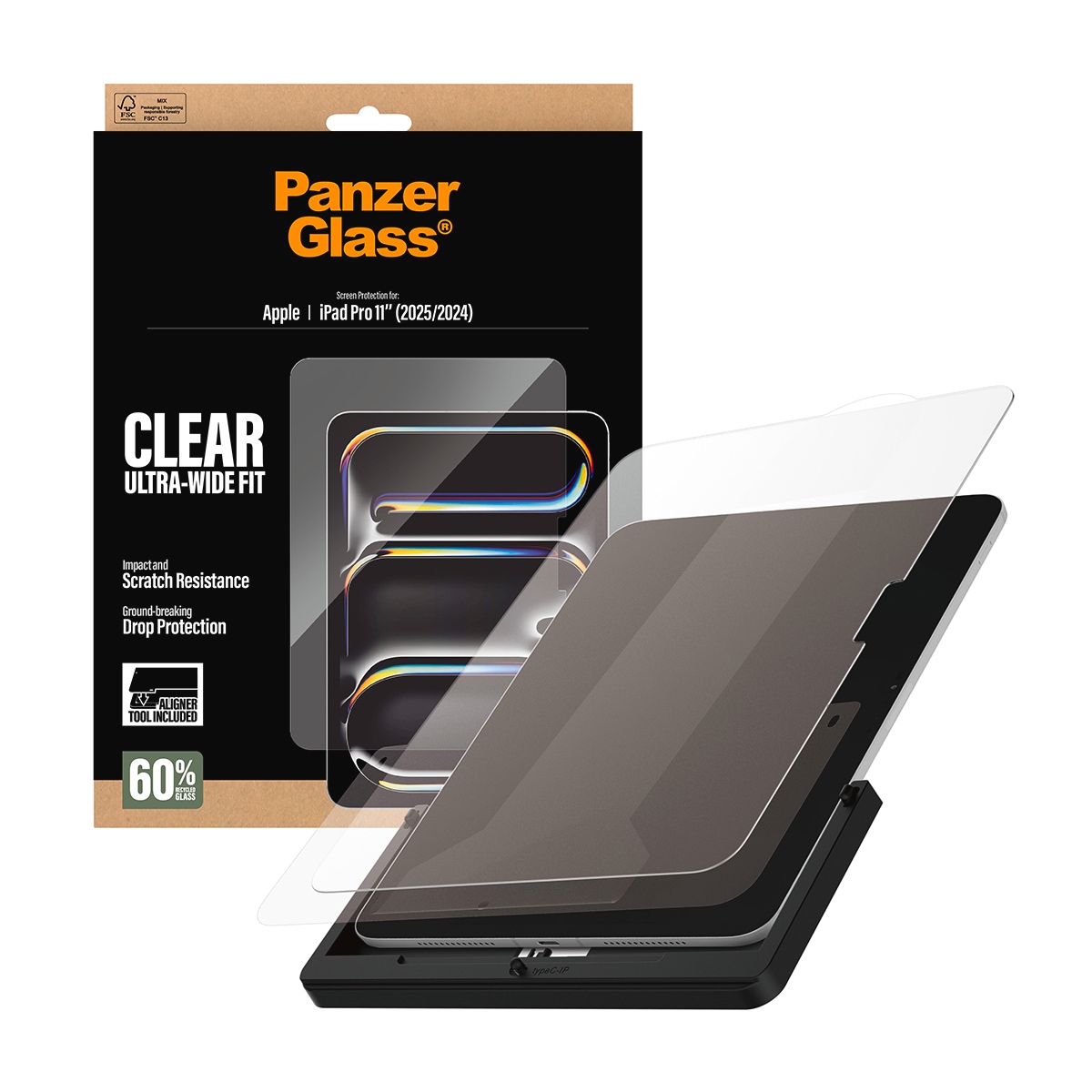 CARE by PanzerGlass Displayschutzglas »Ultra-Wide Fit Screen Protector« für Apple iPad Pro 11 (2024 - 2025) Displayschutzfolie, Schutzfolie, Bildschirmschutz, kratz- & stossfest