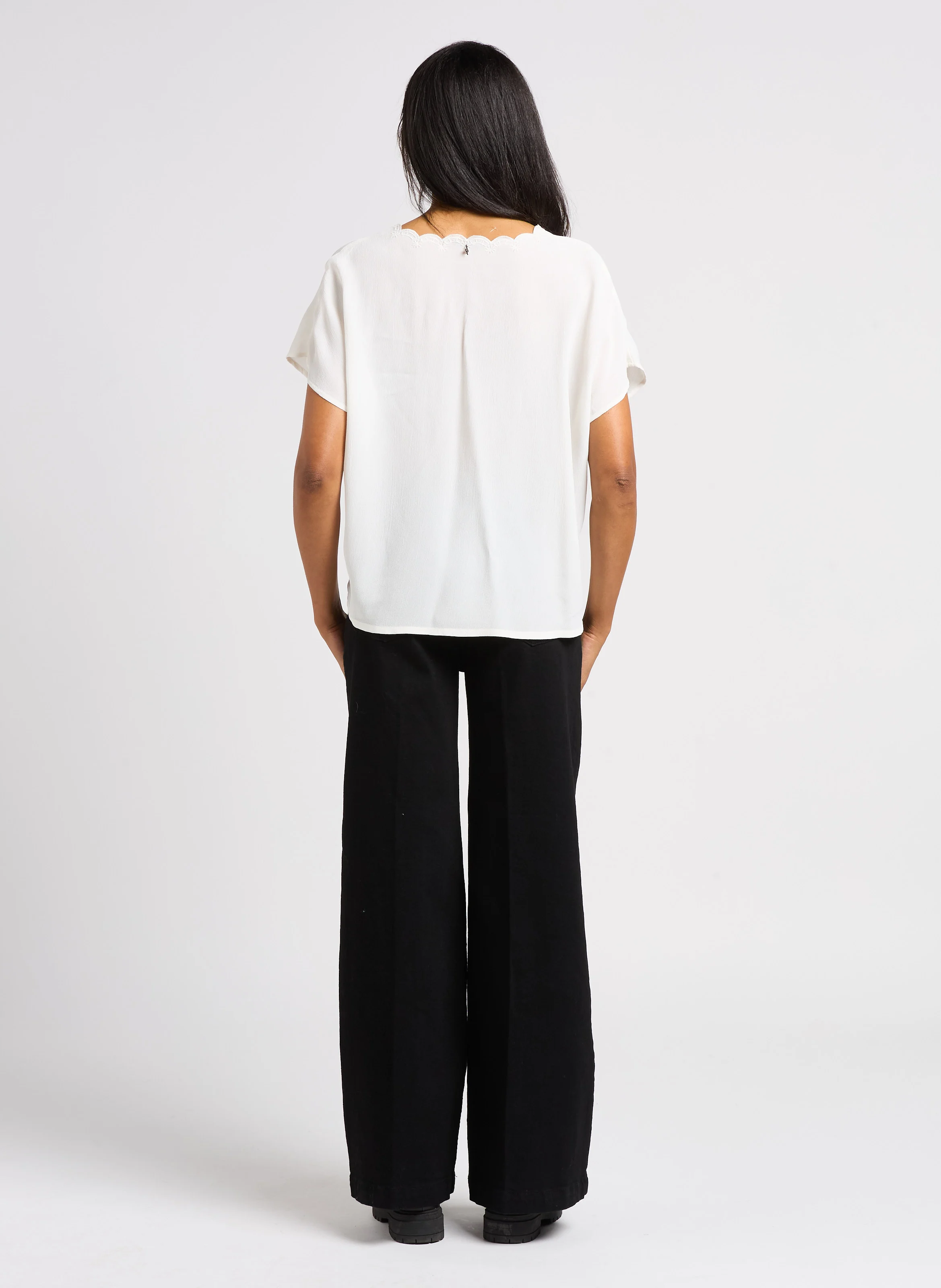 LE HAILEY - Jean large en coton stretch | Noir