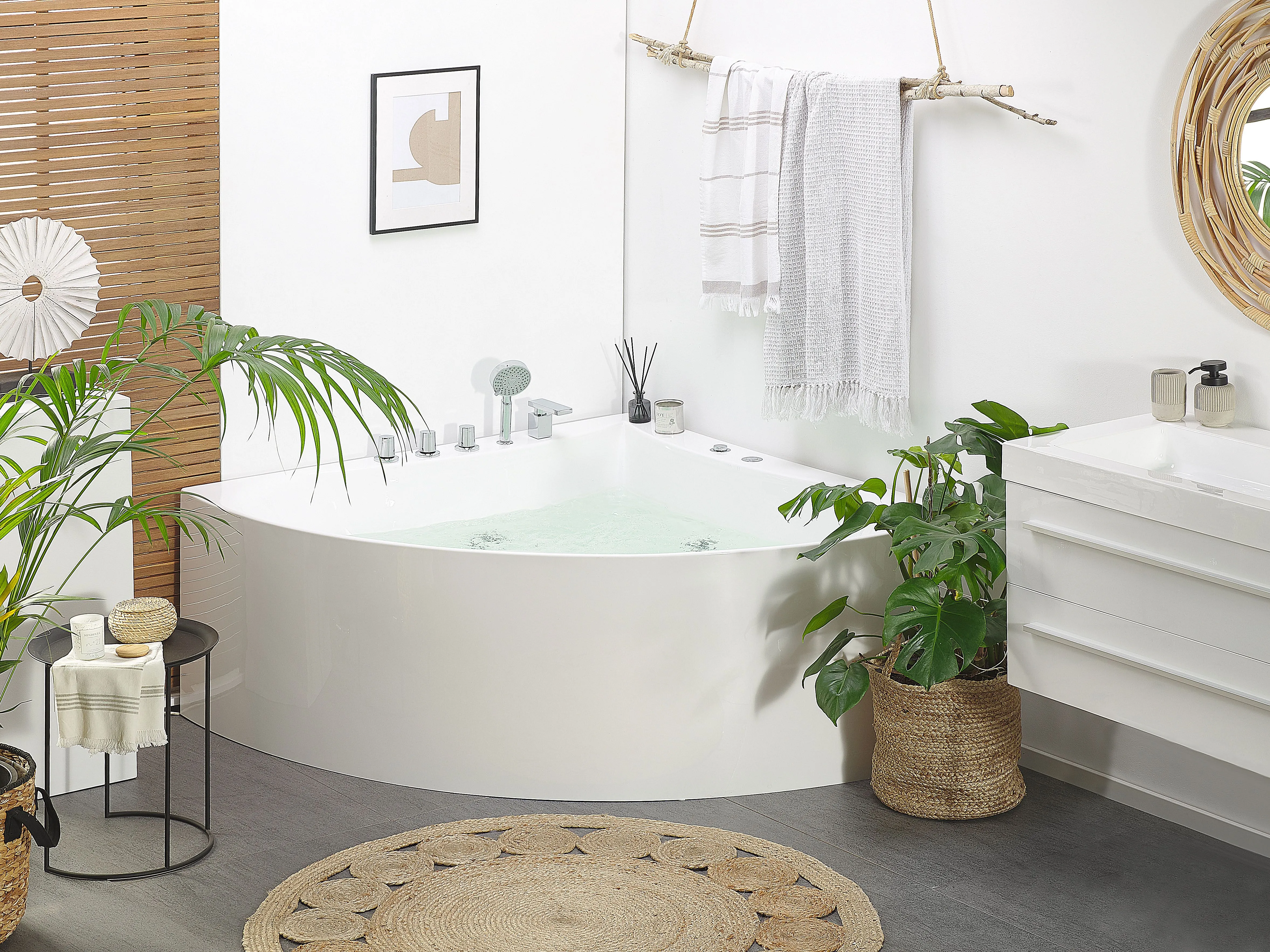 Hoek bubbelbad ISLITA 187 x 133 cm Wit