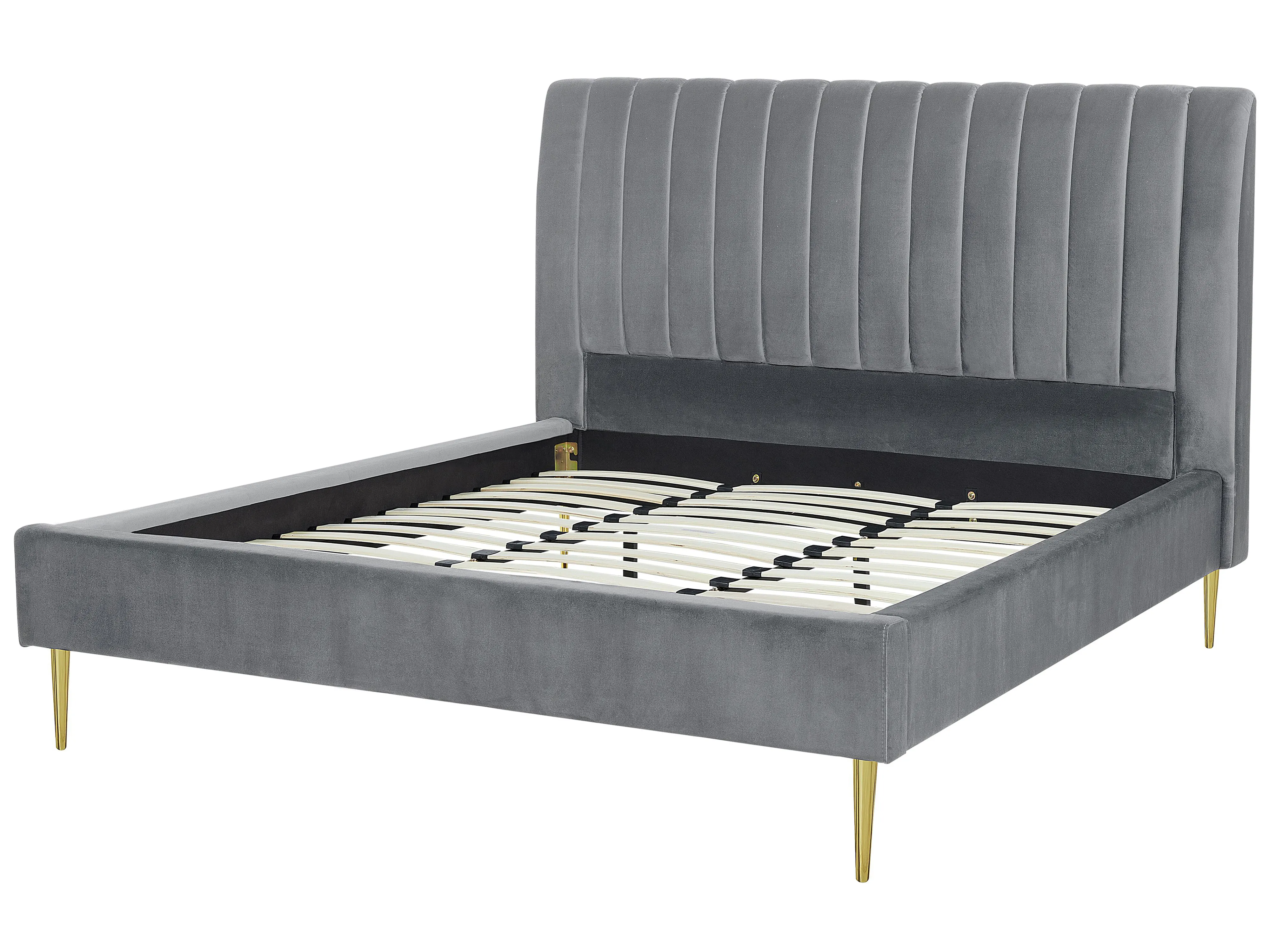 Bed Fluweel MARVILLE 180 x 200 cm Grijs