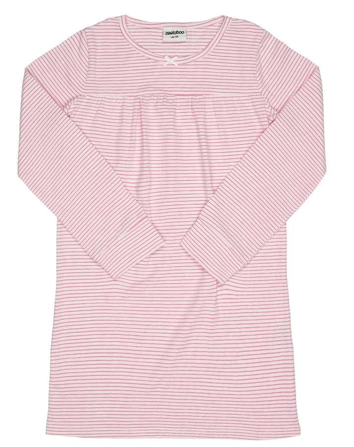 Langarm-Nachthemd SOFT gestreift in weiß/rosa