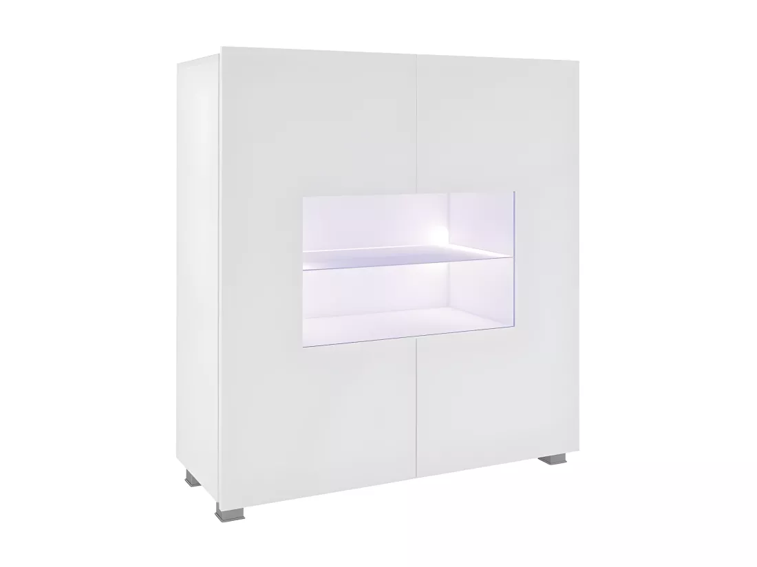 Buffet Tivdalu 100, Blanc|Blanc brillant, 107x100cm, Le nombre de portes: 235cm