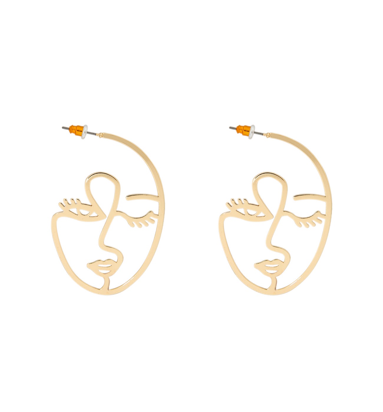 Boucles d'oreilles visages - Coloration dorée
