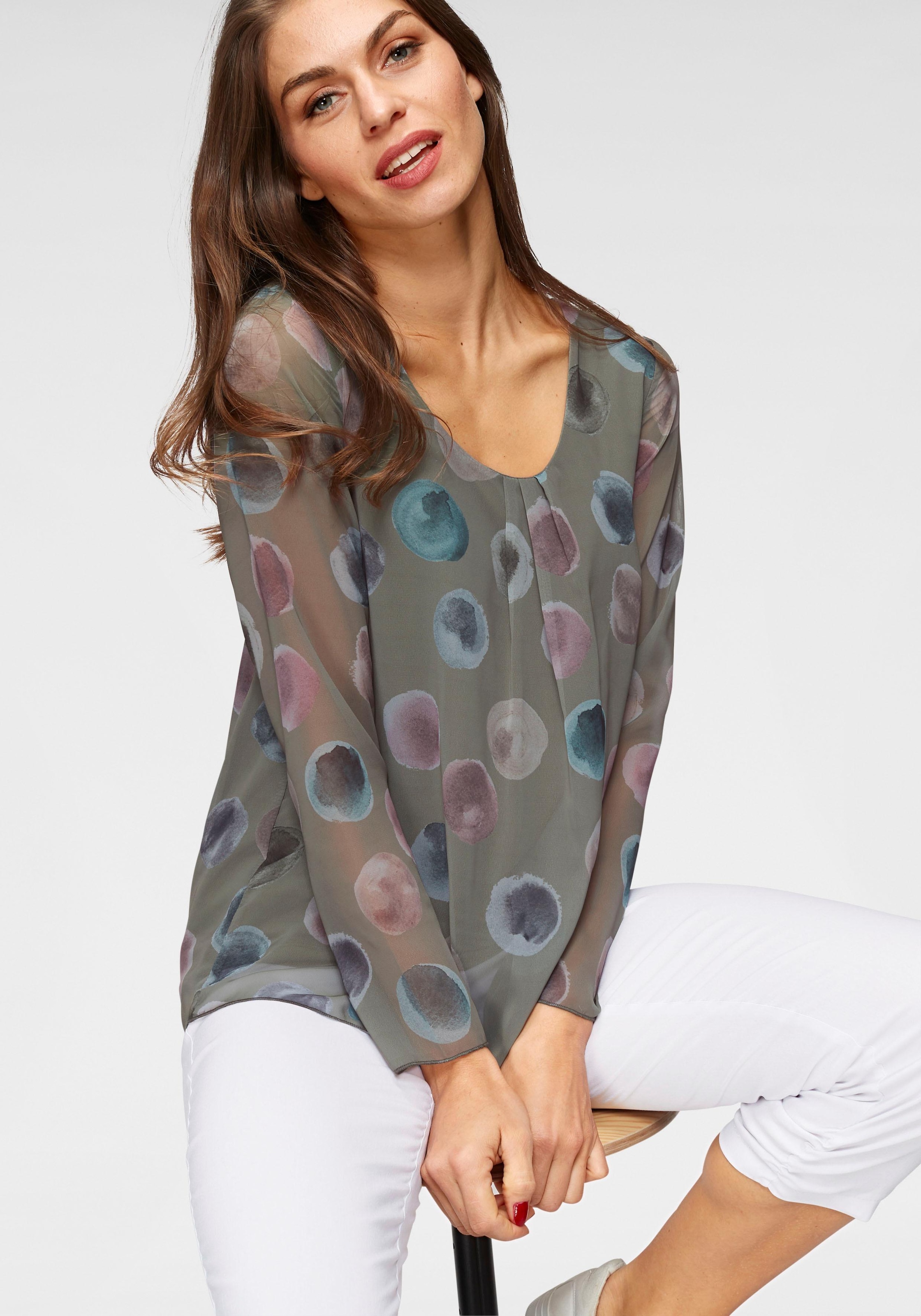 Aniston SELECTED Schlupfbluse , mit blickdichtem Jerseyfutter