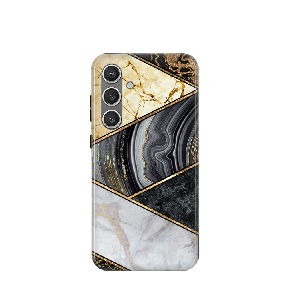 Samsung Galaxy S24 Hybrid (Kunststoff / Gummi) Hülle Granitoptik - Gold