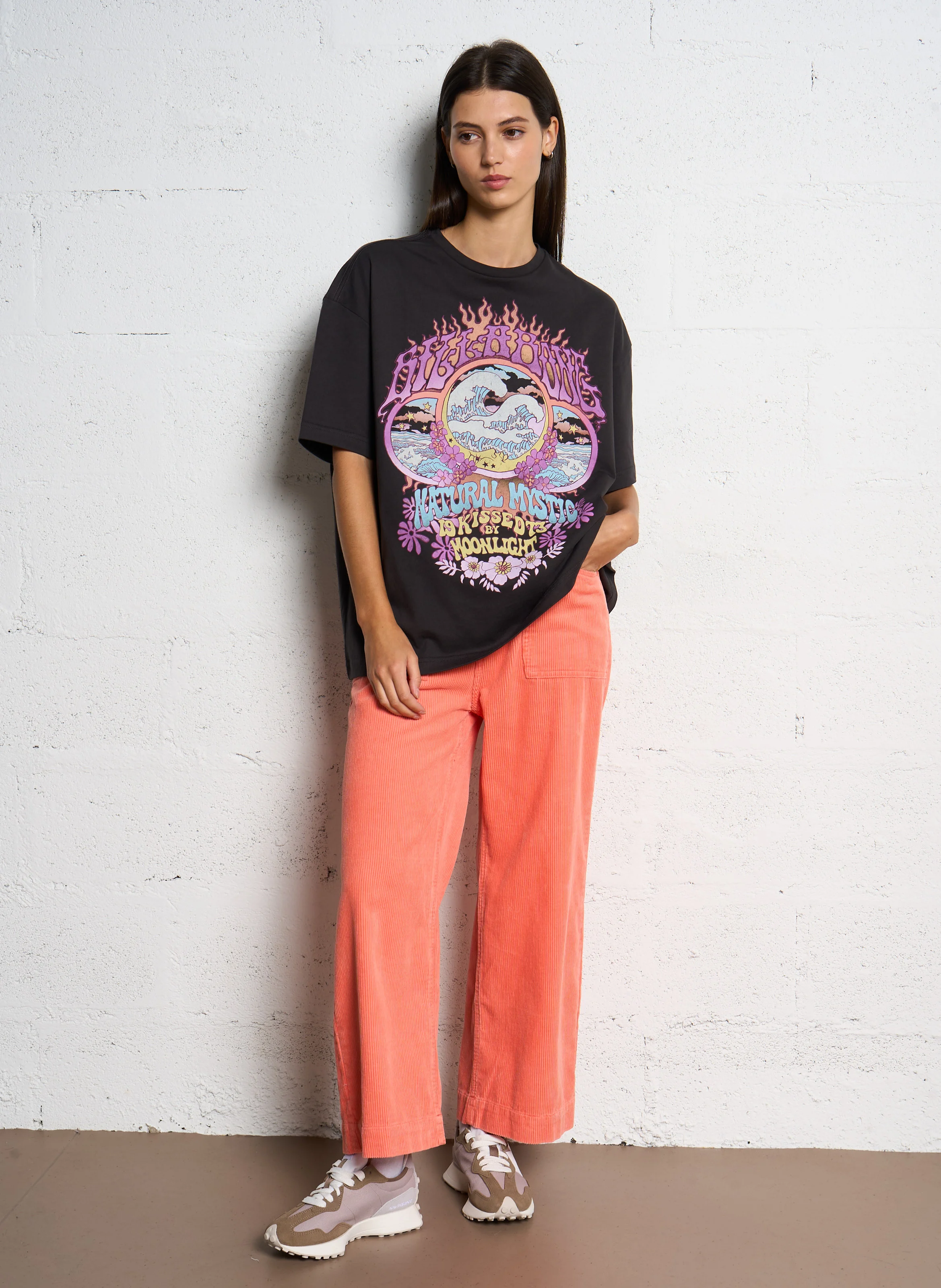 NATURAL MYSTIC - Tee-shirt oversized imprimé en coton | Noir
