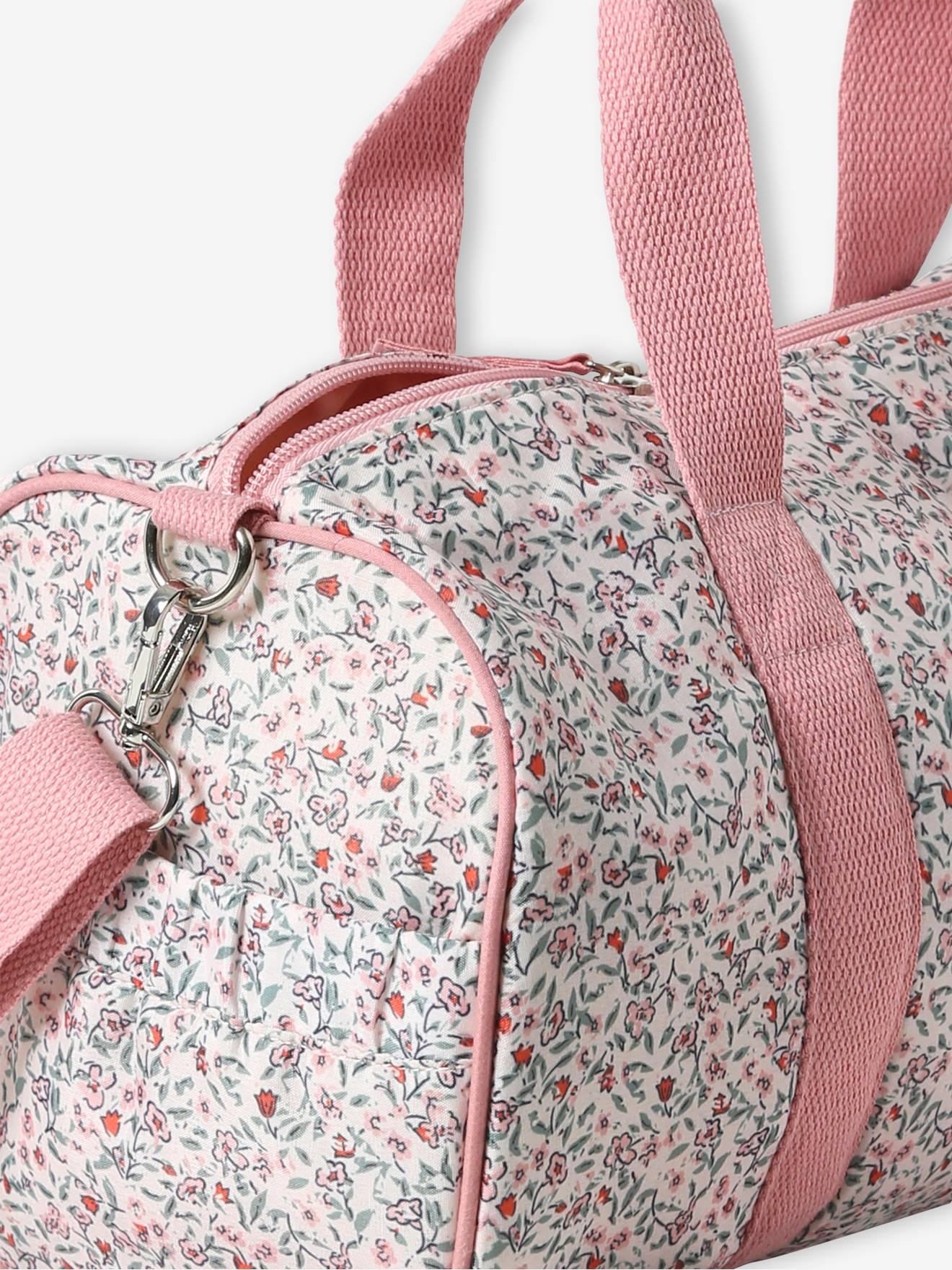 Bolsa esportiva rosa com estampa floral 