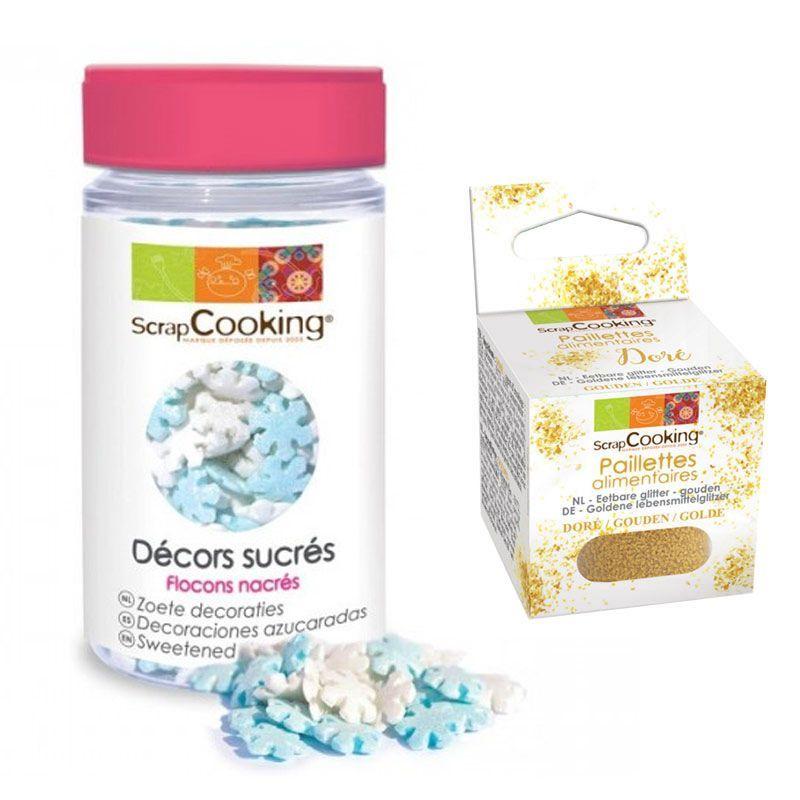 Décors sucrés flocons nacrés 50 g + paillettes dorées Scrapcooking