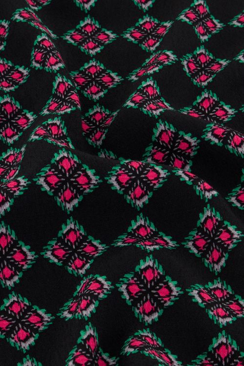 Zwarte one shoulder top met roze print