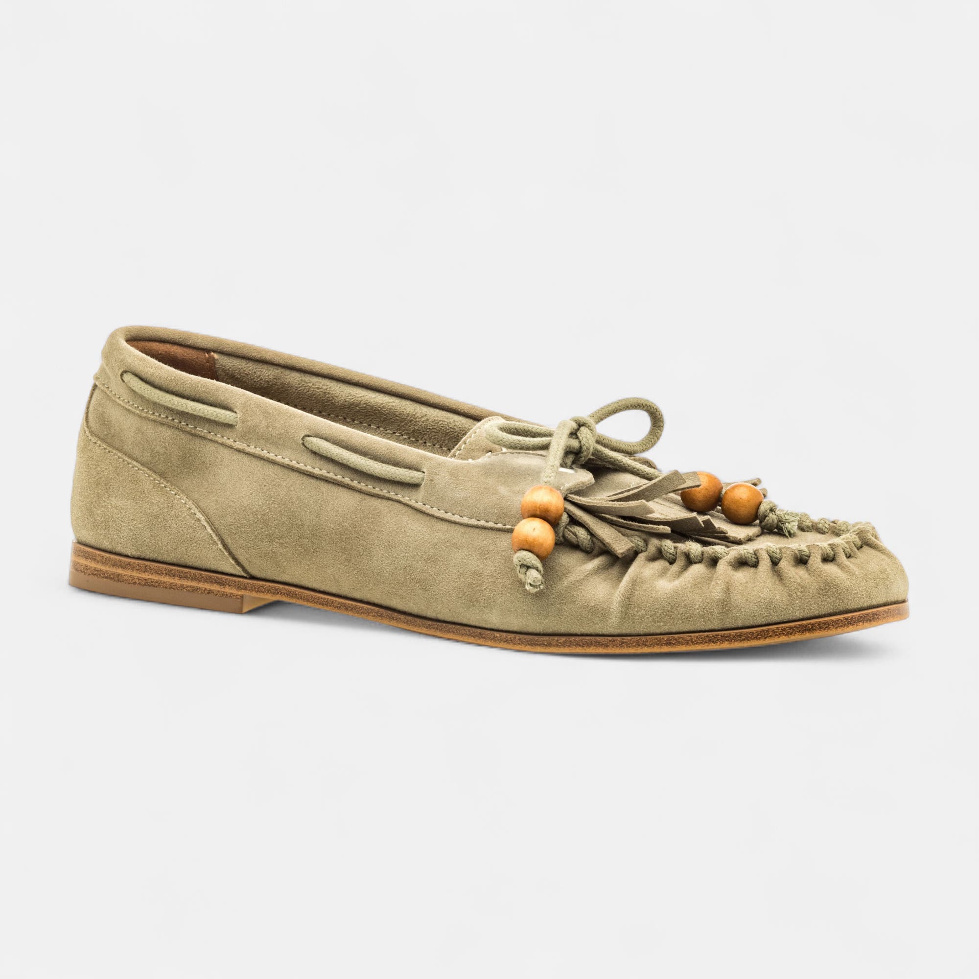 Mocassins Femme en cuir kaki