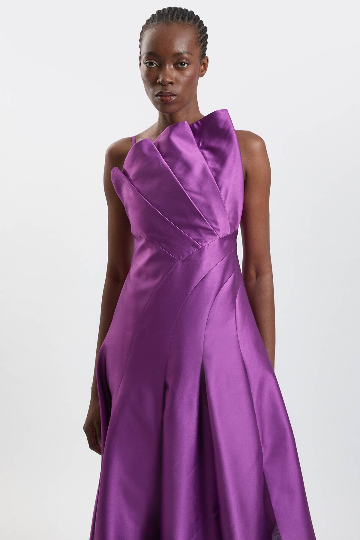 KarenMillen Robe Maxi Longue Asymétrique En Satin Structuré