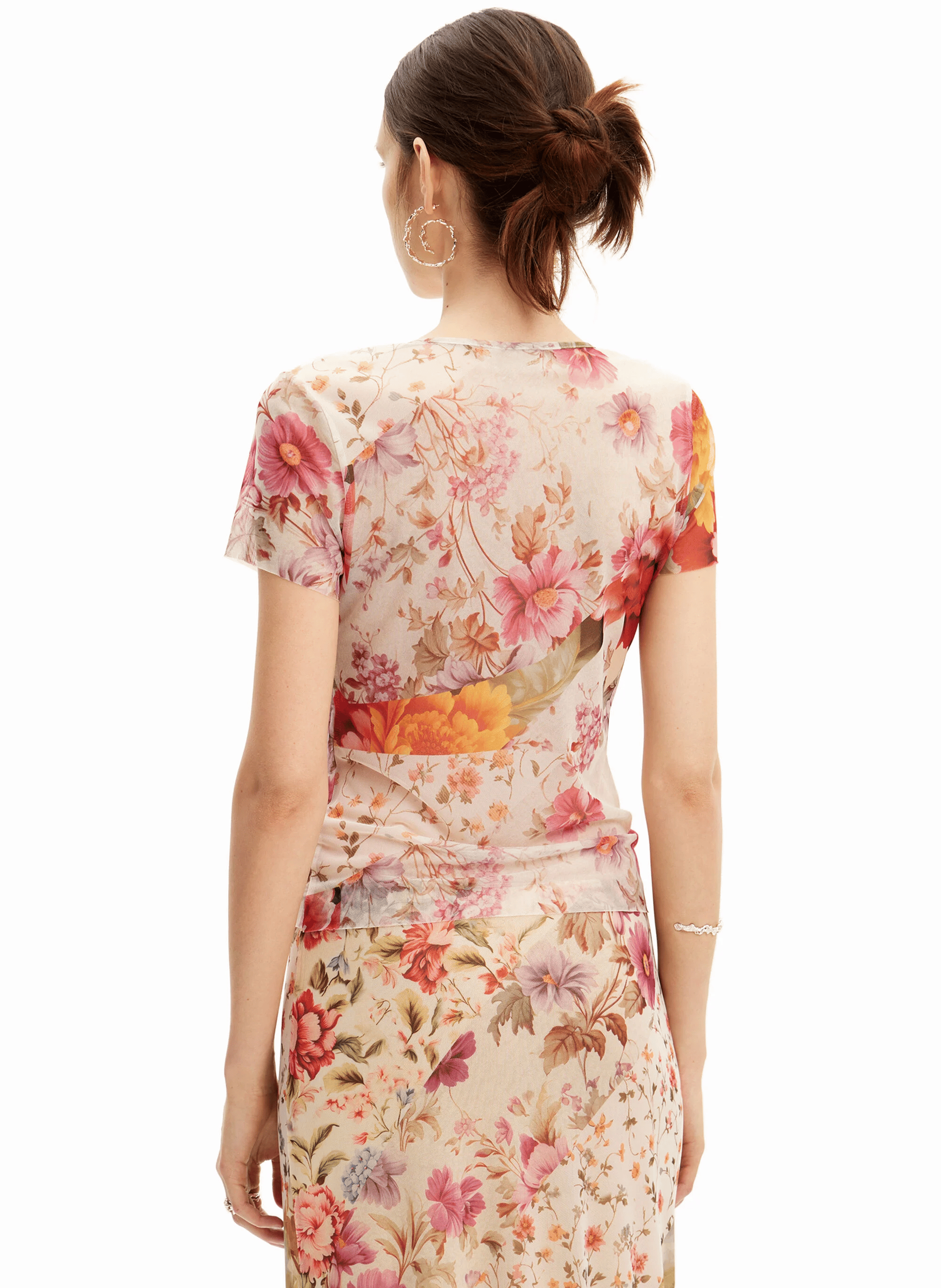 Top en tulle imprimé patchwork | Multicolore