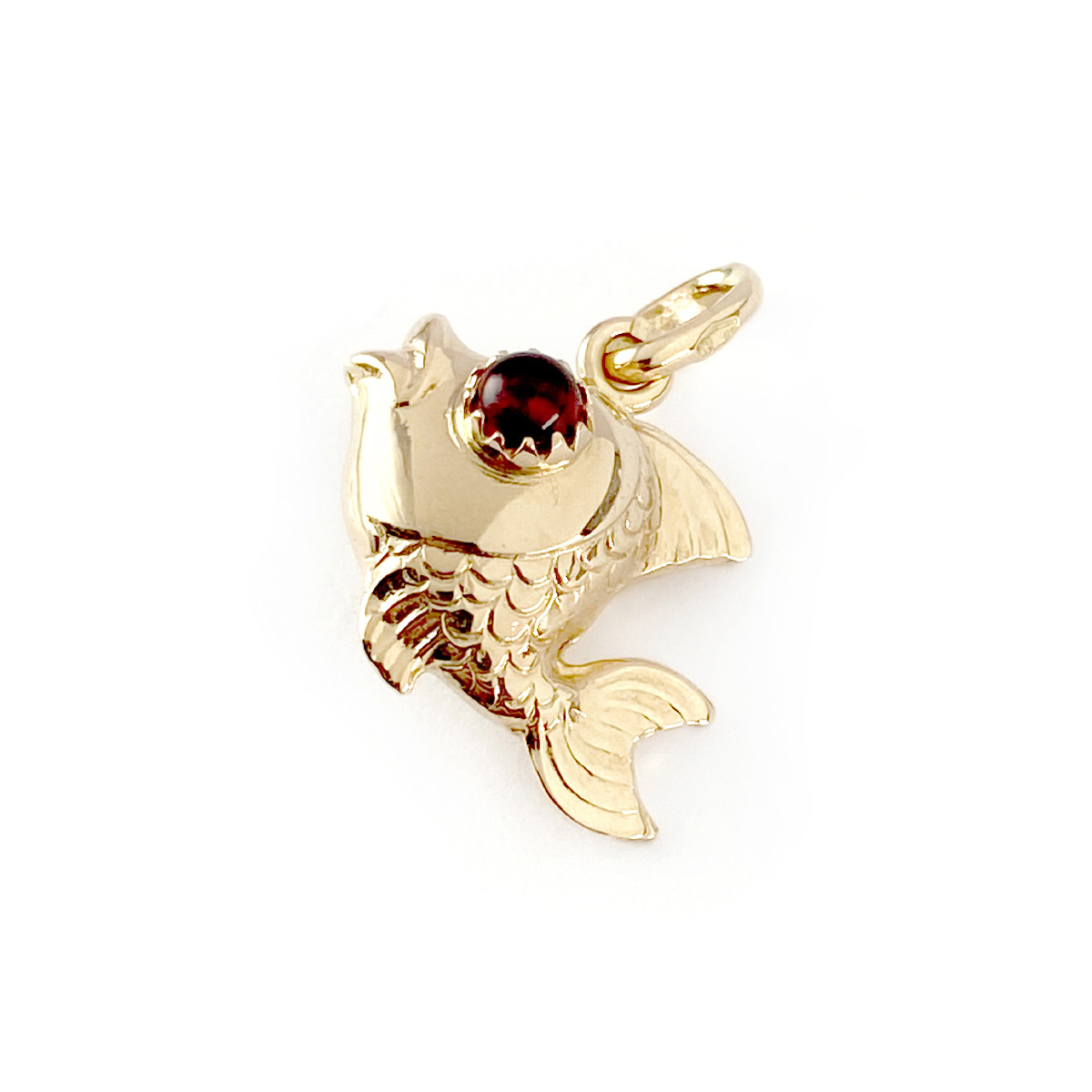 Pendentif poisson d'occasion or 750 jaune pierres imitation
