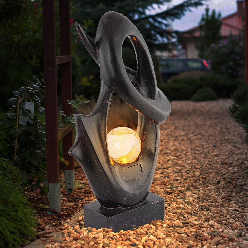 LED Solarleuchte, schwarz, Glas Crackle Design H 45 cm