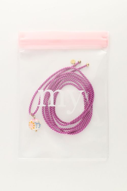 Zodiac paarse koord ketting met parel