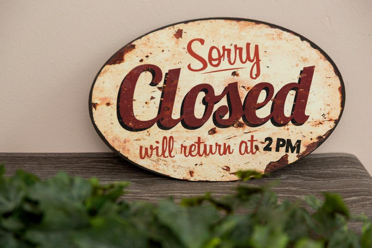 Metallschild - Sorry closed - 30x19 cm