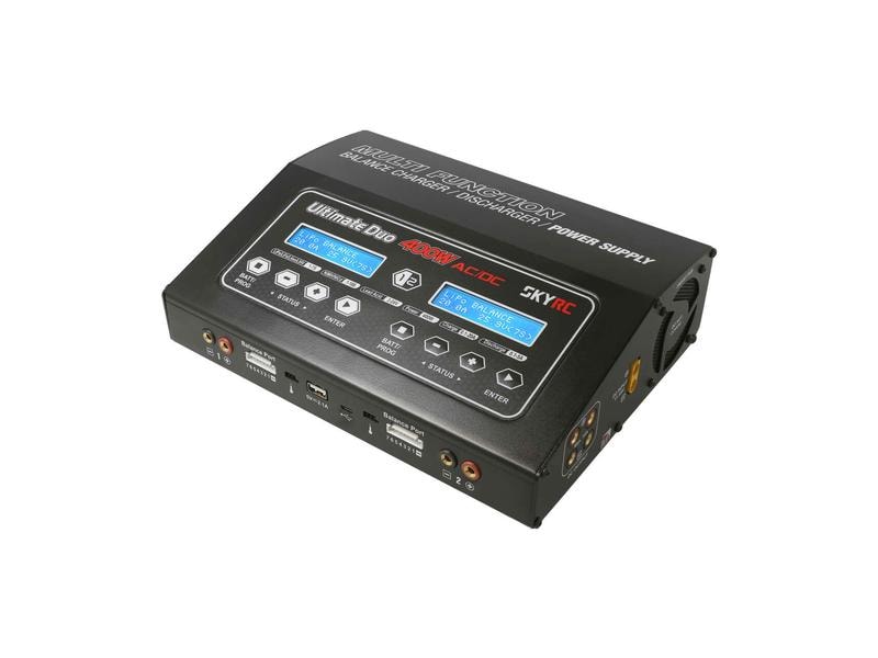 SKYRC Dual-Ladegerät D400 Ultimate Duo AC/DC 2 x 200W, 1-7S Universelles Zweikanal AC/DC Modellbau Ladegerät