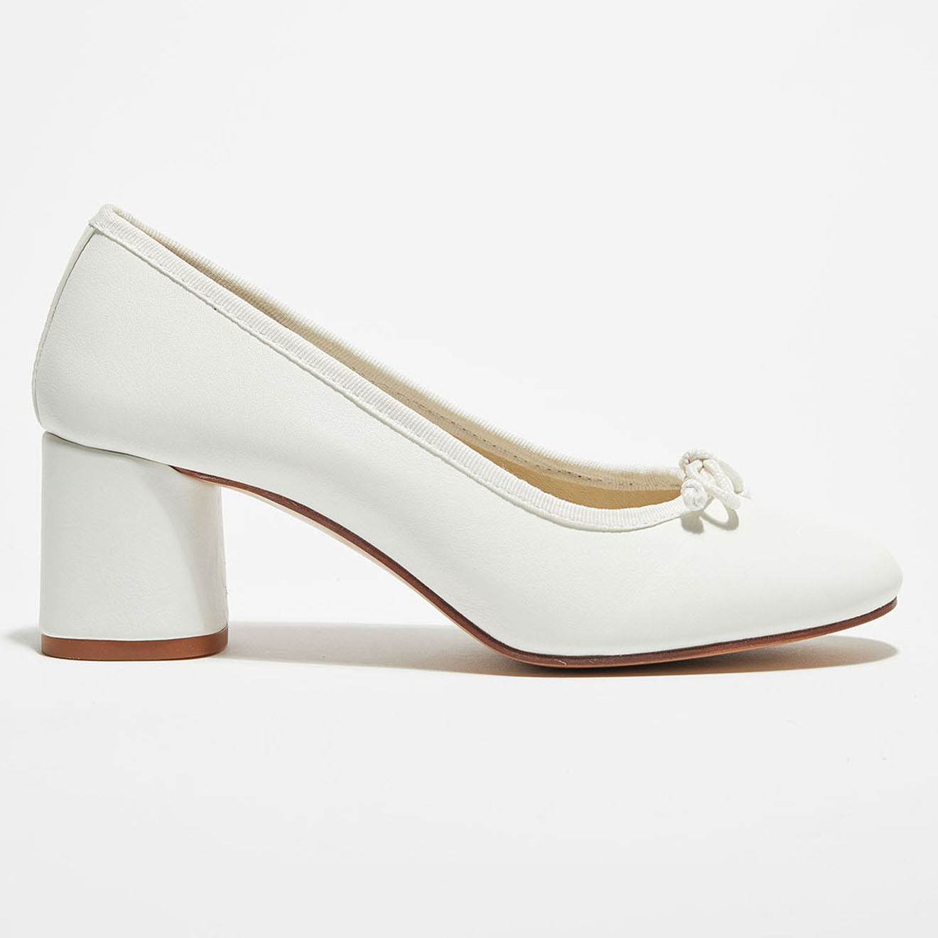 Quartier Latin Ballerines en Cuir Lisse Charlie blanc cassé - Talon 6 cm