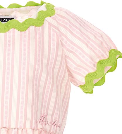 Moschino Top - Rose Gestreift/Neongrün