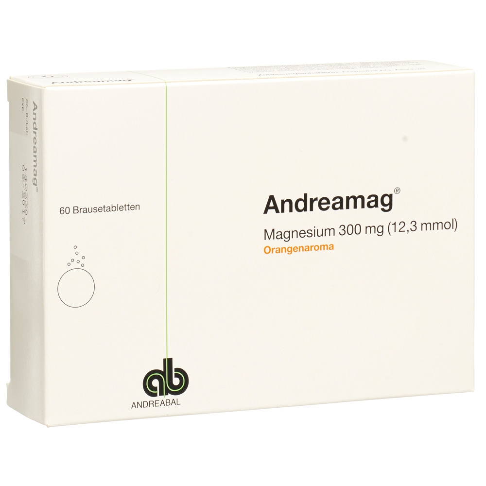 ANDREAMAG Brausetabl 300 mg mit Orangenaroma Ds 60 Stk<br>60 Stück, Dose, Brausetablette, mit Orangenaroma