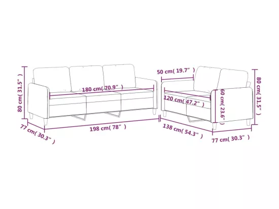 Ensemble de canapés 2 pcs avec coussins Rouge bordeaux Tissu
