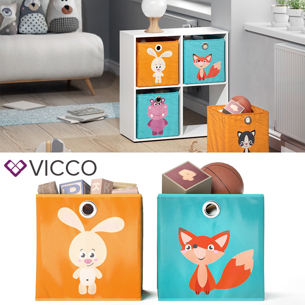 VICCO 2er Set Faltbox 30x30 cm Kinder Faltkiste Aufbewahrungsbox Regalkorb