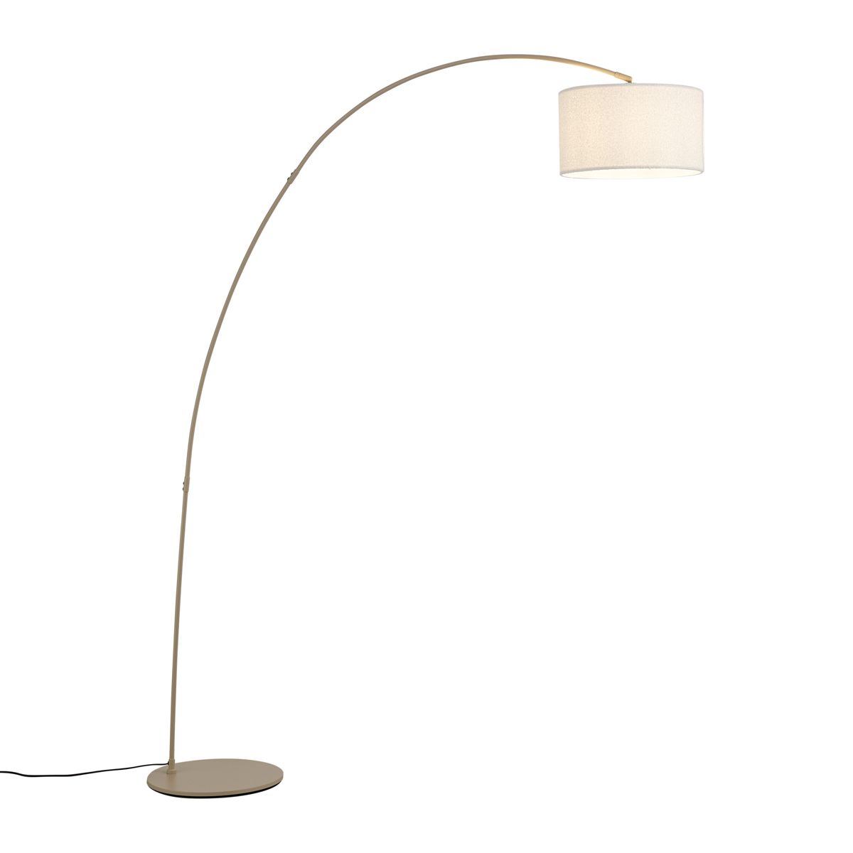 Moderne booglamp beige met teddy kap - Vinossa