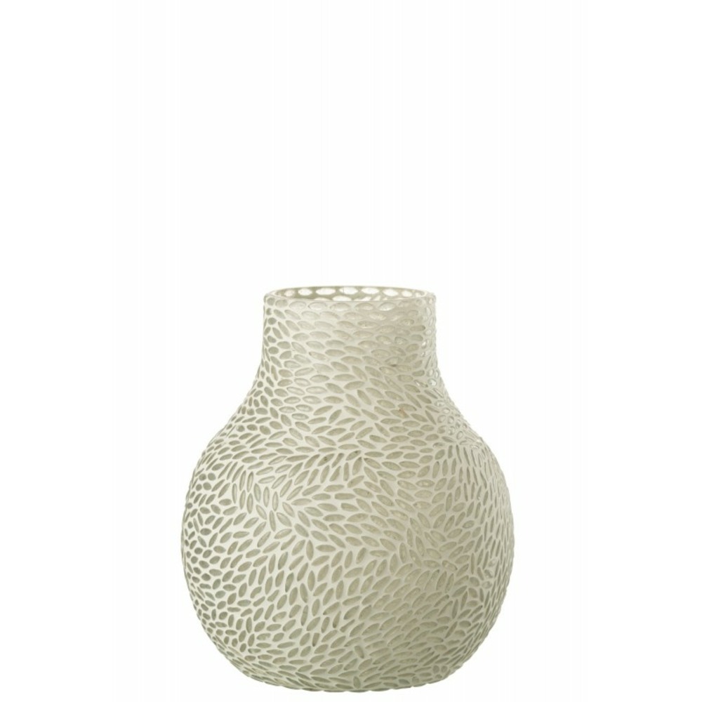 Vase avec mosaïques en verre blanc 17x17x22 cm