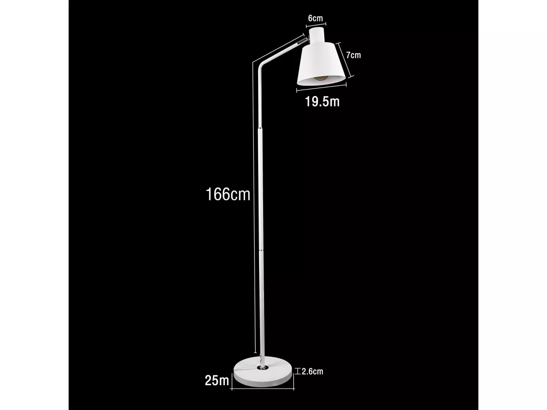NETTLIFE Lampe sur pied pour salon, lampe debout vintage - 166 cm, design rétro, lampe sur pied blanche en métal avec douille E27, maximum 40 W