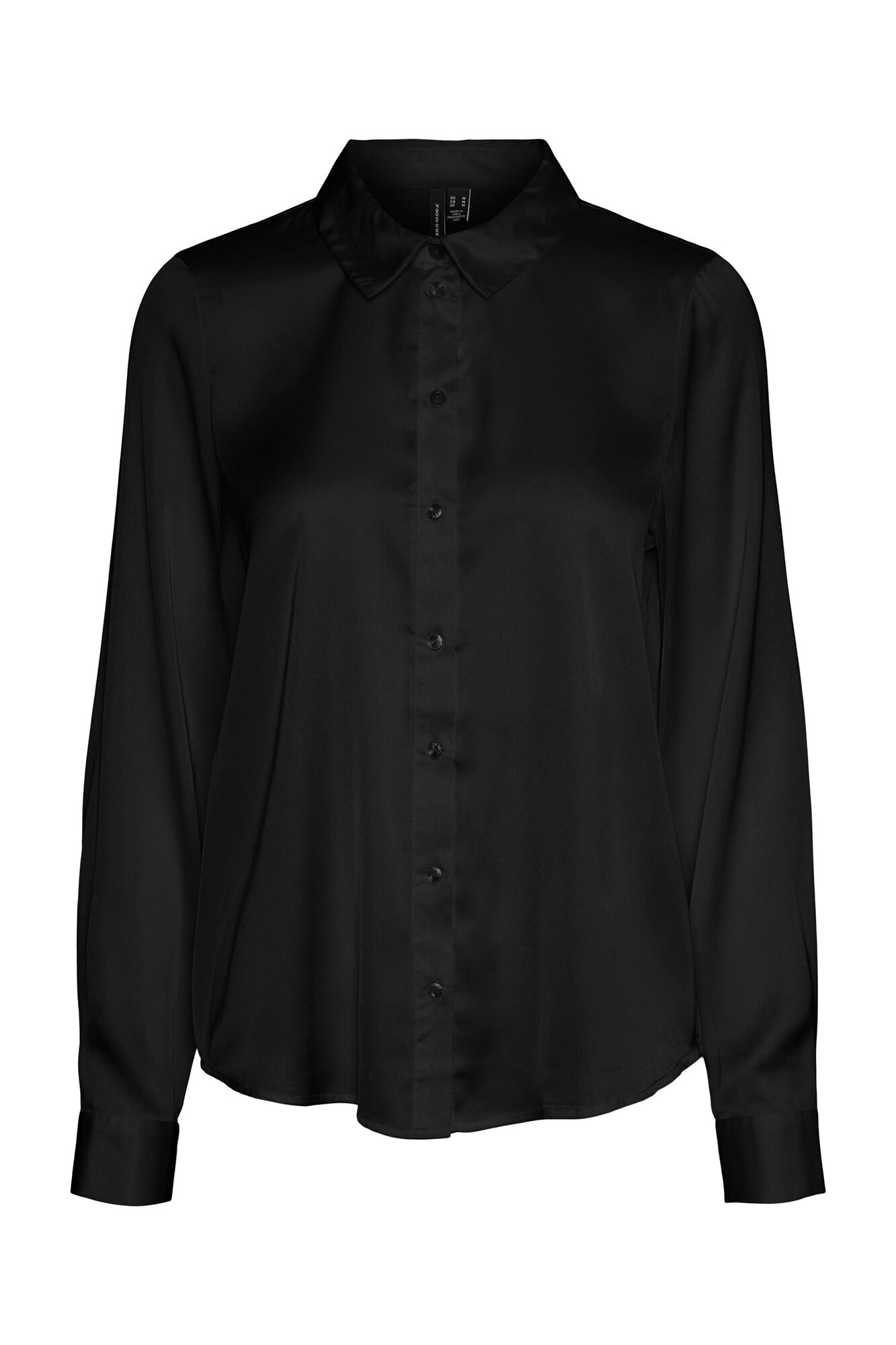 Camisa básica feminina de manga comprida - Preta