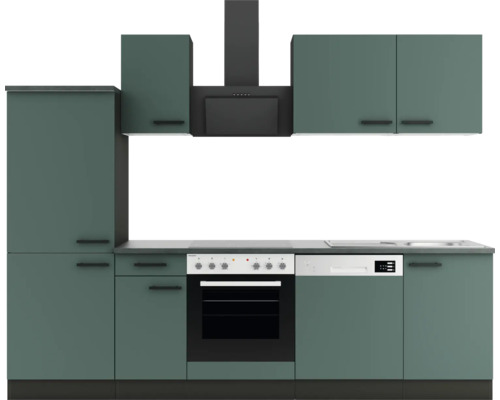 Optifit keukenblok zonder apparatuur Verona405 270 cm groen mat gedemonteerde variant omkeerbaar KPVE 2742OE-9+