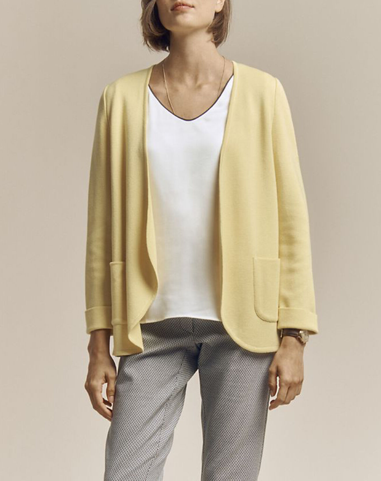 Devernois Veste en Laine mélangée Vague jaune mimosa