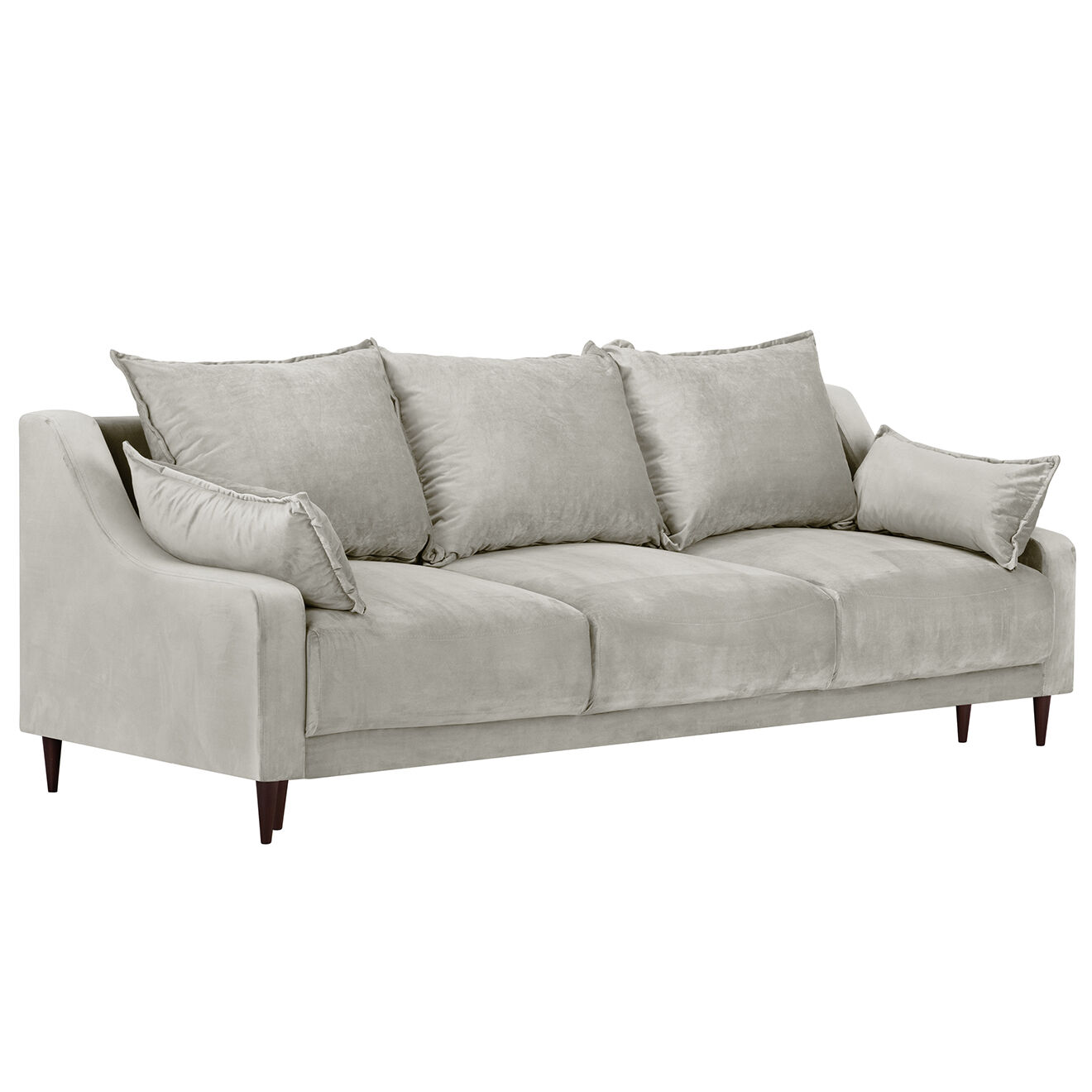 Mazzini Sofas Canapé 3 places convertible avec coffre Freesia velours beige - 215x94x90 cm